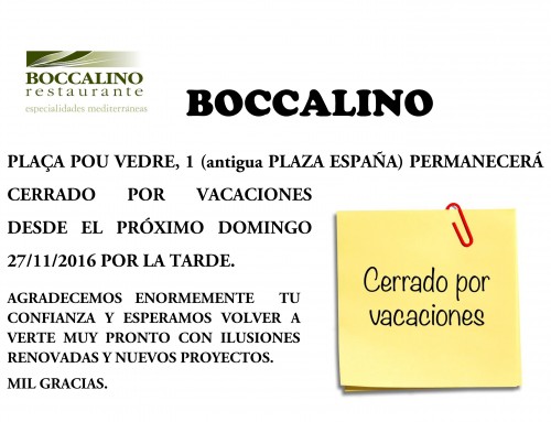 Cierre anual BOCCALINO CENTRO (Plaza España)